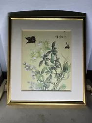 Buy Oriental Art Print Upon Fabric. Butterflies On Lilys. Stamped By Maker • 3£