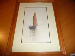Buy Vintage 1921 Framed Original Watercolour Painting Of Sail Boat By B Pownall • 15£