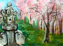 Buy ACEO Original Painting WASHINGTON DC In SPRING Cherry Blossom TREES Kasheta ART • 11.57£
