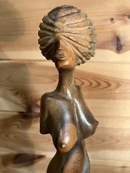 Buy 36cm Tall Vintage Abstract Two Toned Wooden Female Sculpture • 55£