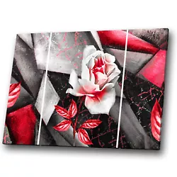 Buy Abstract Canvas Prints Framed Wall Art Photo Picture Red Grey Black White Floral • 64.99£