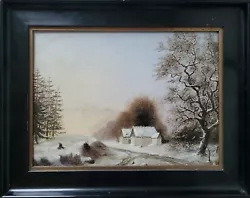 Buy Antique Oil Painting. Unknown Artist (19th C.): ”In The Dead Of Winter” • 167.29£