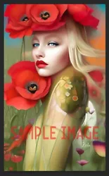 Buy Dreamy Floral Poppy Girl Print By Ziola Signed 11x17 #2 Poppy Flower Art • 20.79£