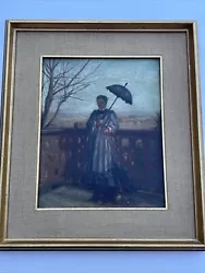 Buy Antique Painting Pretty Woman Female Model Landscape Listed Parasol Umbrella • 1,020.59£