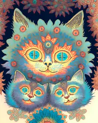 Buy Louis Wain Psychedelic Cat Painting Albert Hofmann Blotter Real Canvas Art Print • 11.84£