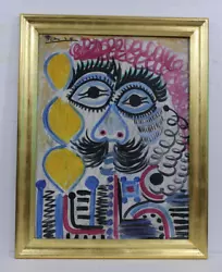 Buy Gorgeous Pablo Picasso Oil On Canvas 1968 With Frame In Golden Leaf Very Nice • 471.71£