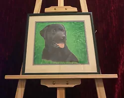 Buy Original Acrylic Painting Happy Labrador Retriever Art In Green Frame • 19.99£