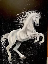 Buy Black And White Original Handpainted Horse Portrait On Canvas  • 85£