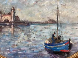 Buy Very Pretty Painting Oil On Cardboard Collioure Sea Mediterranean Boat Fish Art • 316.37£