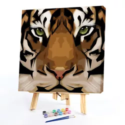 Buy Brown Tiger Colouring Oil Canvas Pictures DIY Hand Painted Paint By Numbers Kit • 5.64£