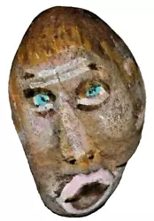 Buy Original Picasso Style Stone Art By Leean Blue Eye Tribesman OOAK Paperweight • 18.23£