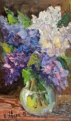 Buy Original Oil Painting Lilac Flowers Spring Impressionist Still Life Art Signed • 35.13£
