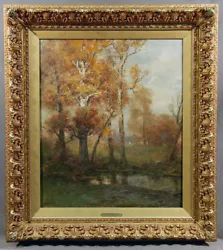 Buy 19th Century American Painting Autumn Landscape With Orange Trees  & Pond • 6,299.96£