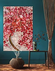 Buy Van Gogh Style Cherry Blossom Original Abstract Oil Painting On Canvas 76x50cm • 185£