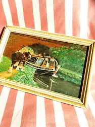 Buy Original Oil Painting Canal Boat Horse Gypsy Vintage Primitive Mid Century Mcm • 36£
