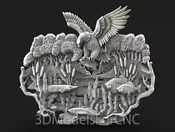Buy 3D Model STL File For CNC Router Laser & 3D Printer Eagle Hunting In The Swamp • 2.47£