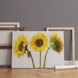 Buy Sunflowers Painting Large A2 Canvas Sunflower Trio FREE DELIVERY • 19.99£