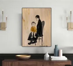 Buy L.S. Lowry Abstract Oil Painting On Canvas 30X40cm Mother & Child Ready To Hang • 100£