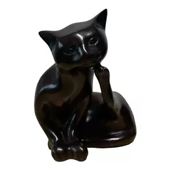 Buy VTG Dark Brown Cat Sculpture Scratching Kitty Sitting Figurine Statue • 16.54£
