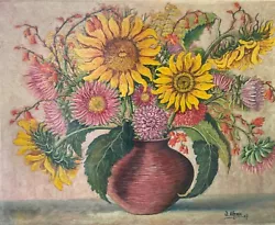 Buy Oil Paintings Paintings Sunflowers W. Oehme 47 Flowers Still Life 36 X 30.5 Cm • 107.06£