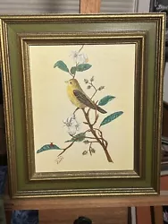 Buy Original Naive Oil On Canvas, Goldfinch And Cherry Blossoms, Signed • 99.22£