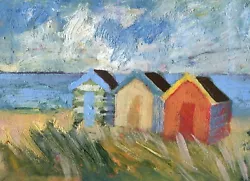 Buy Elizabetha Fox Fine Art, Original Oil Painting, Beach Huts • 15£