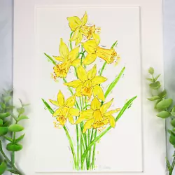 Buy Daffodil Original Watercolour Flower Painting (not A Print), Daffodil Wall Decor • 16.99£
