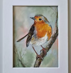 Buy Original Pastel Painting Robin Portrait Bird Drawing Pastel Art 6x8 Inches • 64.50£
