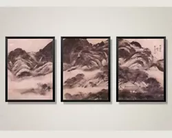 Buy  Set Of 3 Korean Traditional Vintage Paintings -Three 3 Multi Set Poster/ Canvas • 199£