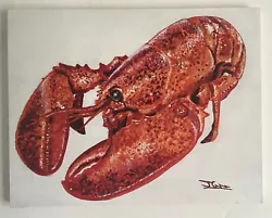 Buy  Original Oil Painting Of A Lobster On Distressed Wood - John Green Fine Arts • 30£