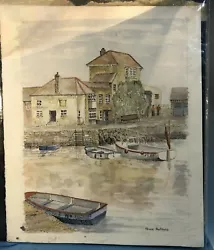 Buy Anne Holmes Australian Artist  - Watercolour - Cornish Harbour Scene • 44.71£