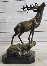 Buy Elk Deer Stag Buck Hunter Wildlife Art Mountain Lodge Cabin Bronze Marble Figure • 231.74£