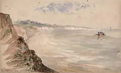 Buy CAROLINE ANN BRERETON Watercolour Painting FLAMBOROUGH COASTLINE YORKSHIRE 1849 • 60£