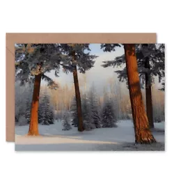 Buy Birthday Painting Snowy Forest Scene Blank Greeting Card With Envelope • 4.42£