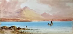 Buy E.M. Earp Old Watercolour Painting, Highland Loch Scene, Sailboat, Fisherman • 60£