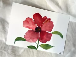 Buy Hibiscus Flower | Original Painted Watercolour Painting | Botanical | Signed • 18£