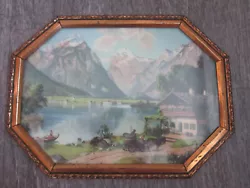 Buy Old Antique 8 Square Picture With Beautiful Gold Frame, Landscape Motifs, 21cmx28cm • 7.70£