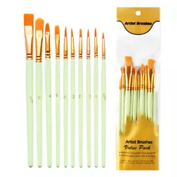 Buy 10pcs Paint Brush Set Professional DIY Nylon Hair Brushes Set For Oil Watercolor • 3.60£