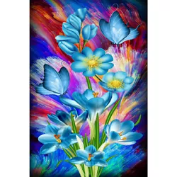 Buy Butterfly Flowers Canvas Painting Frameless Oil Paint By Numbers Wall Art Poster • 8.63£