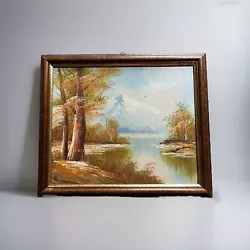 Buy Vintage Original Oil On Board Painting-LANDSCAPE ART-Wooded River/Mountain Scene • 18£