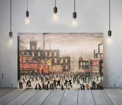 Buy Lowry Style Our Town -framed Canvas Wall Art Picture Paper Print-red Brown Black • 7.99£