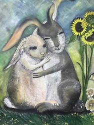 Buy Hares In Love Card Print Off Original Acrylic Painting By Deborah • 1.69£