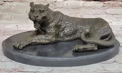 Buy Handmade Wildlife Sculpture - Signed Milo Jaguar Bronze Statue, Home Office • 236.33£