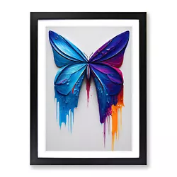 Buy Butterfly With Dripping Paint No.4 Wall Art Print Framed Canvas Picture Poster • 24.95£