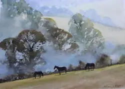 Buy Horses In A Malvern Landscape By Anthony Avery - Watercolour • 17.90£