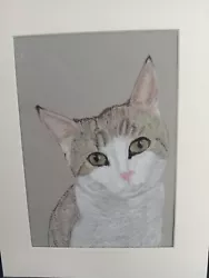Buy Cute Painting Of A Cat Grey & White • 10£