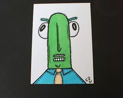 Buy Green Monster Original ACEO Art Card Mixed Media Mini Artwork • 2.49£