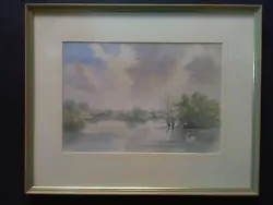 Buy Vintage Watercolour Landscape Painting, Mary Ellis, York Lodge, Whatton, Swan • 100£