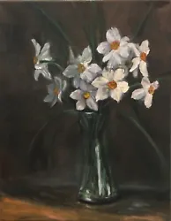 Buy Original Oil Painting, Floral, WHITE DAFFODILS 11x14  Schelp • 132.30£