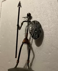 Buy Metal African Tribe Statue With Spear And Shield 8 Inch Figure Display Sculpture • 17.99£